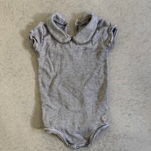 Petit Bateau Gray Striped Bodysuit